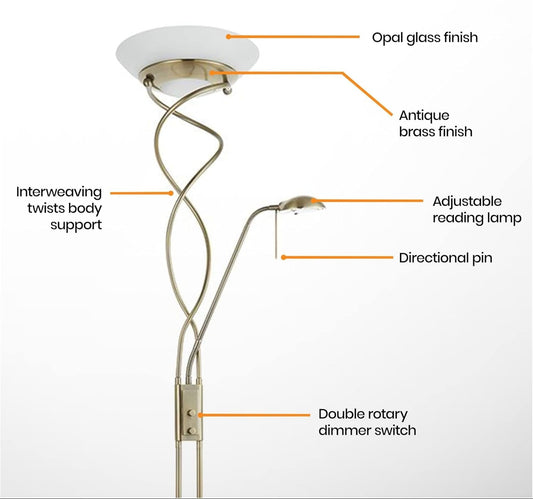 Monaco Floor Lamp - Antique Brass
