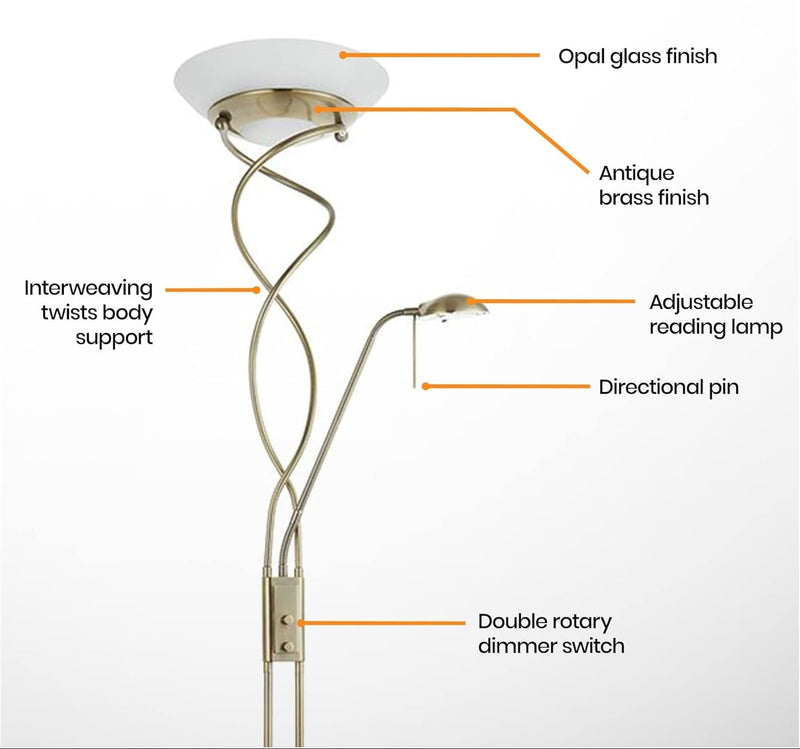 Monaco Floor Lamp - Antique Brass