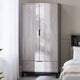 Wooden wardrobe with two doors in a bedroom setting