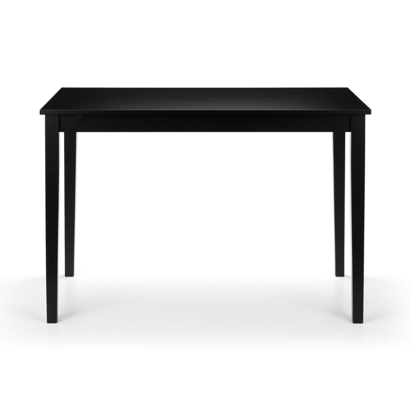 Black rectangular table on a white background