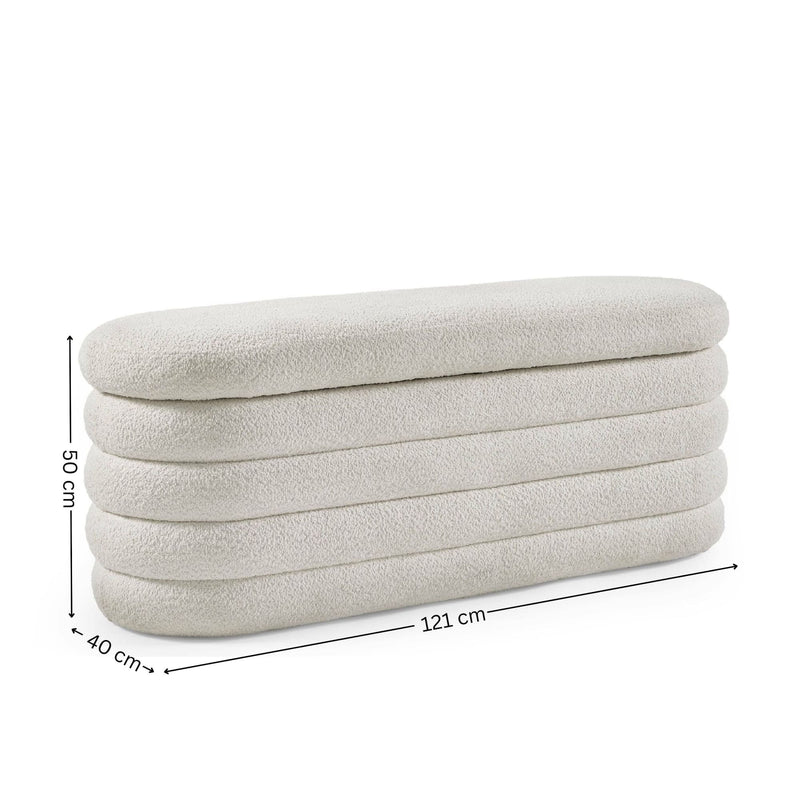 Stack of beige cushions with dimensions labeled on a white background