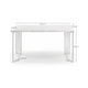 White desk with dimensions labeled on a white background