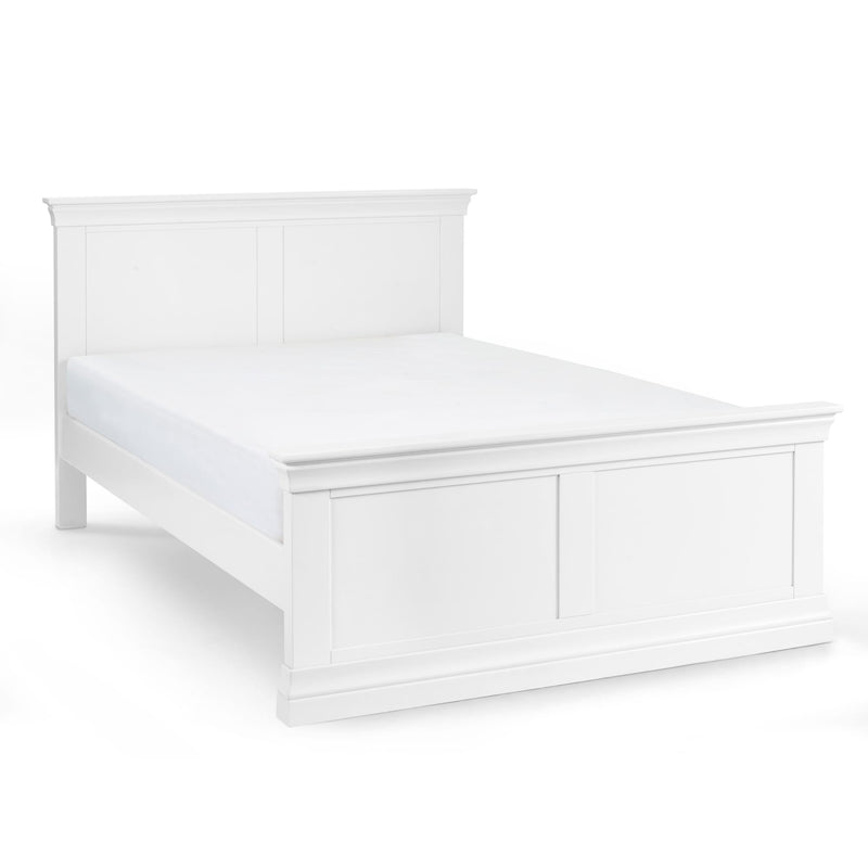 White wooden bed frame on a white background