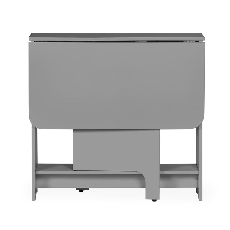Gray drop-leaf table on a white background