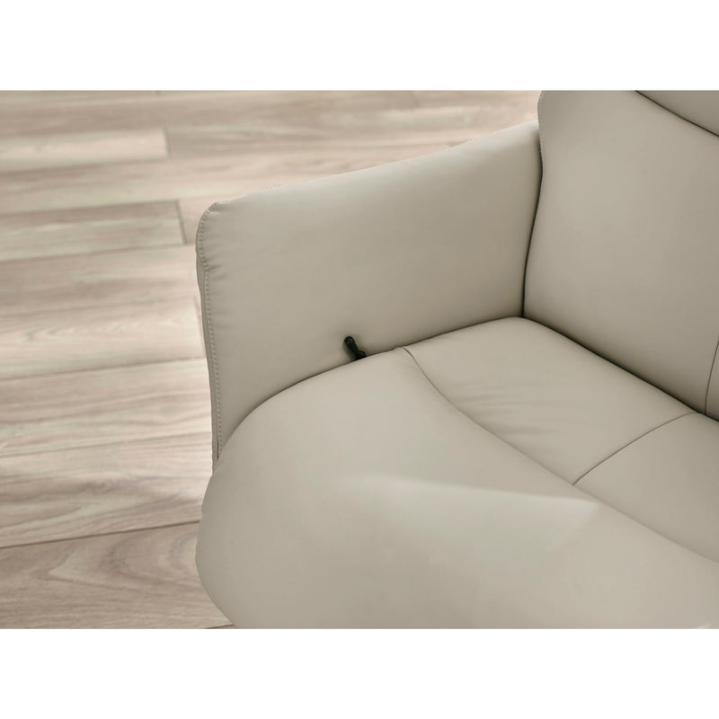 Beige leather sofa corner on a wooden floor