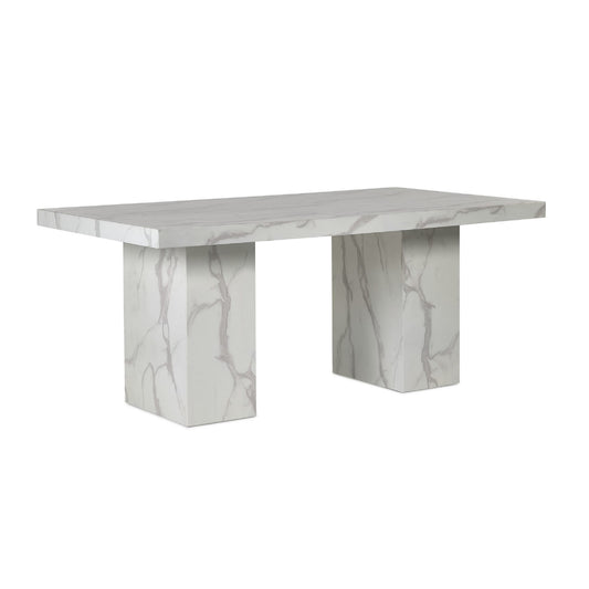 Marble-textured dining table on a white background