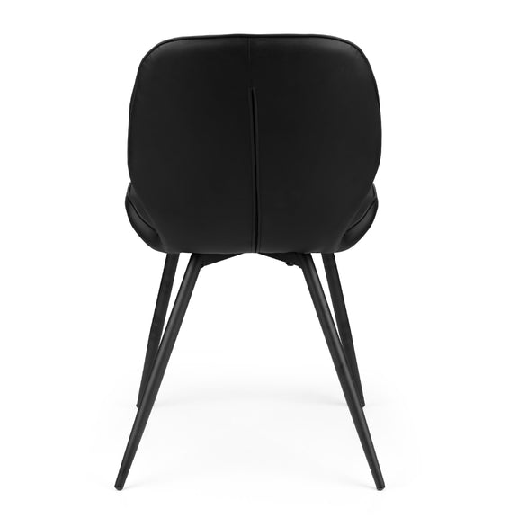 Black chair with a minimalist design on a white background