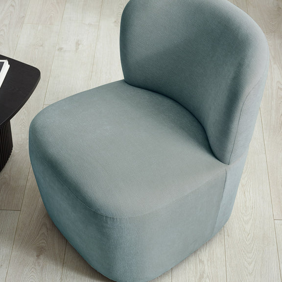 Blue chair on a light wooden floor