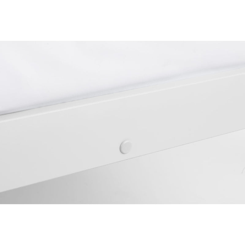 Close-up of a white cabinet with a round handle on a white background