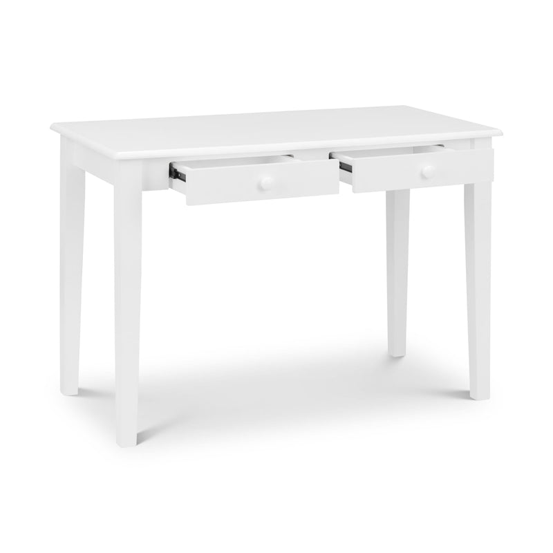 White desk with drawers on a white background