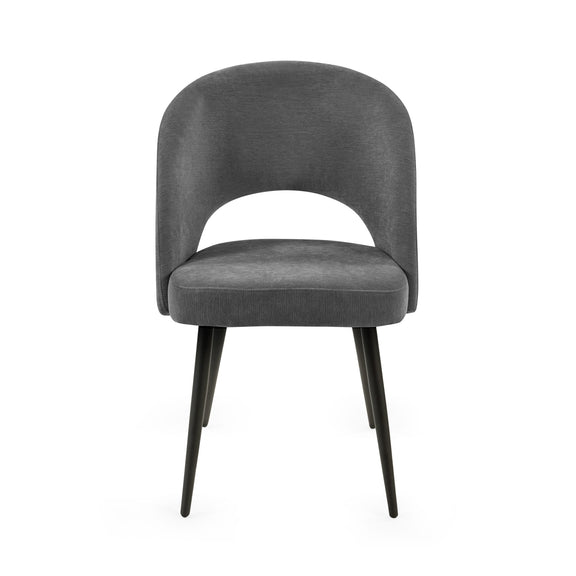 Gray chair with black legs on a white background