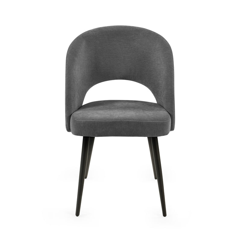 Gray chair with black legs on a white background