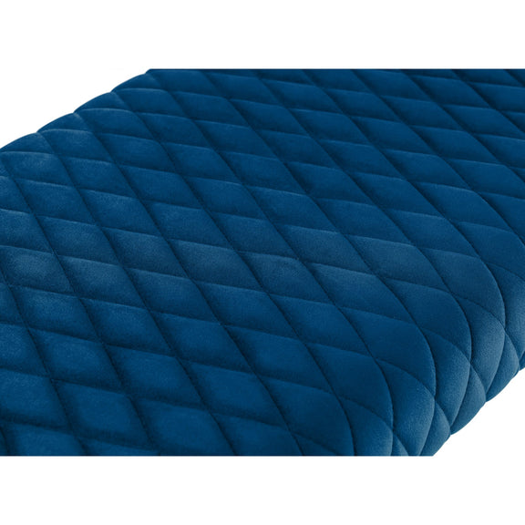 Blue quilted mattress cover on a white background