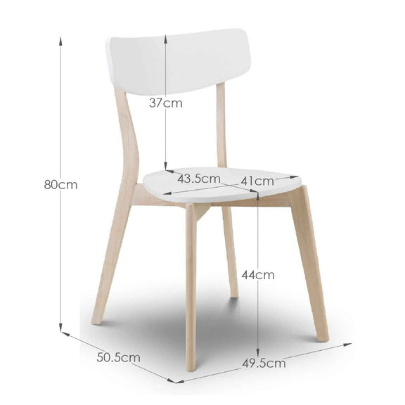 Chair with dimensions labeled on a white background