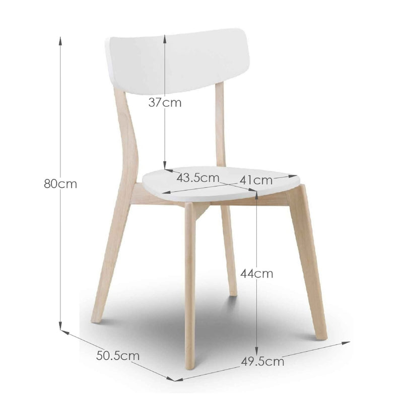 Chair with dimensions labeled on a white background