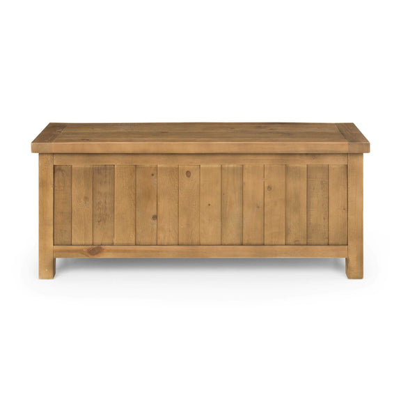 Wooden storage bench on a white background