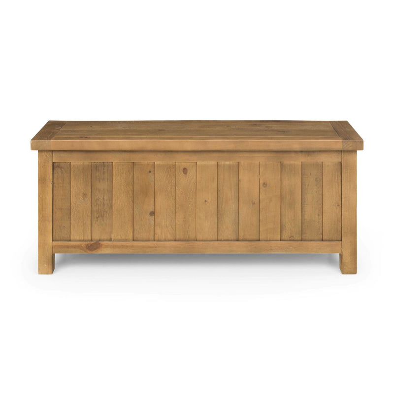 Wooden storage bench on a white background