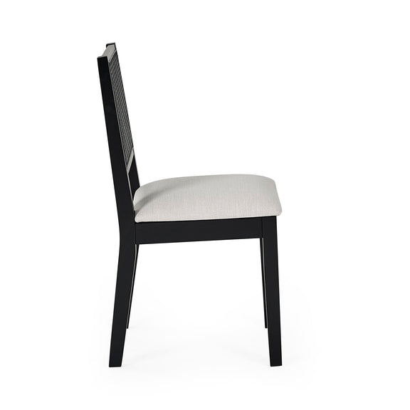 Black chair with a white seat on a white background