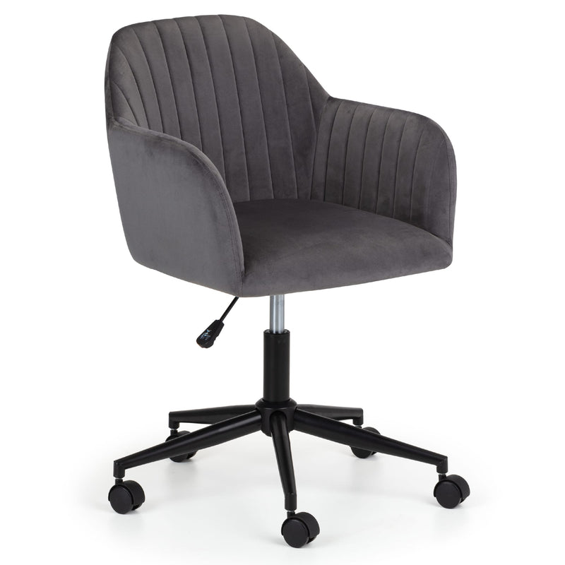 Gray office chair with a black base on a white background