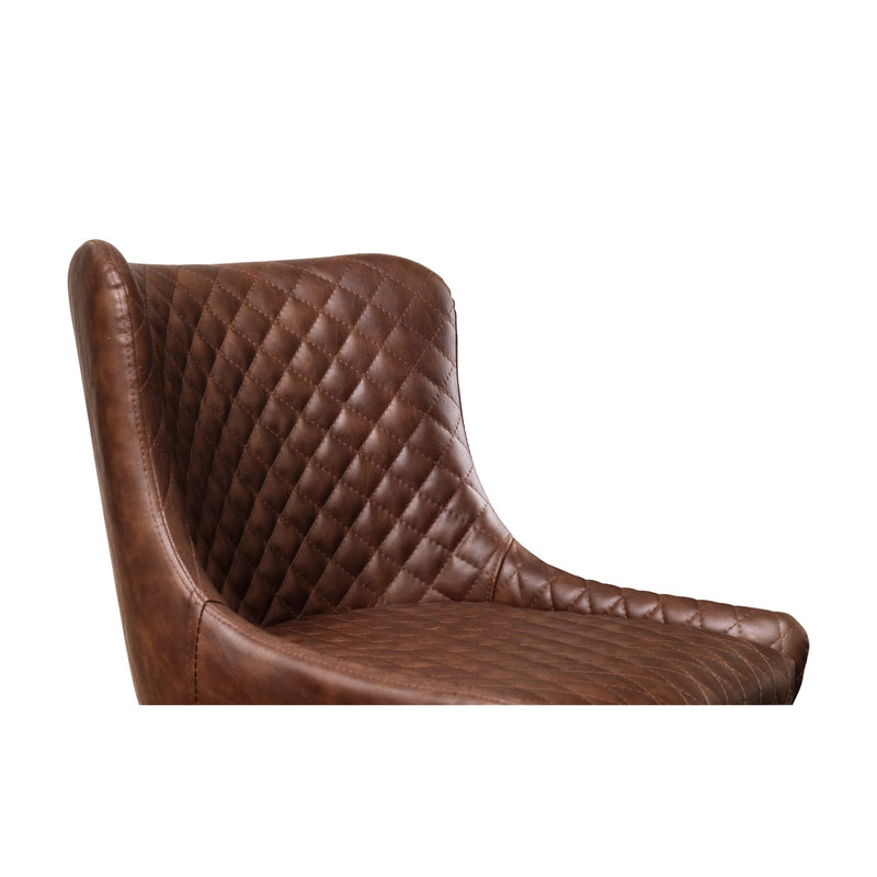 Brown quilted leather chair on a white background