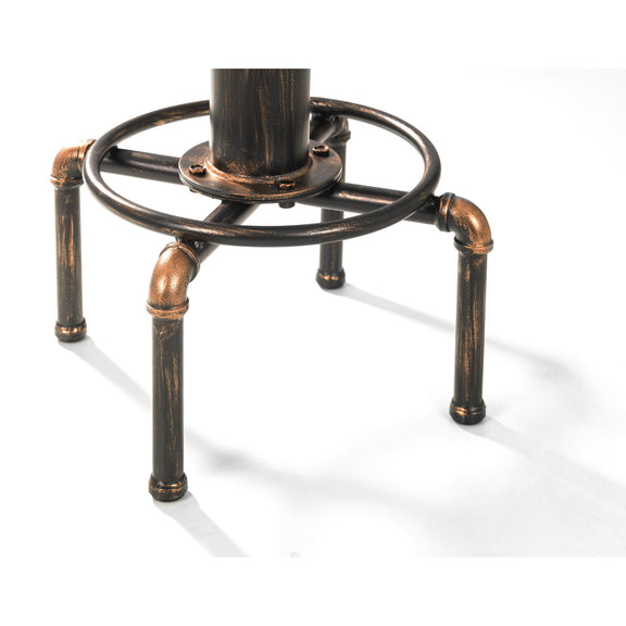 Metallic stand with pipe design on a white background
