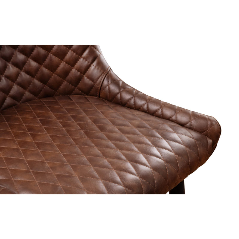 Brown quilted leather seat cover on a white background