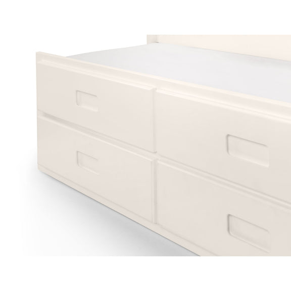 White wooden drawer unit on a white background