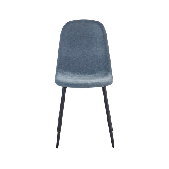 Blue chair with black legs on a white background