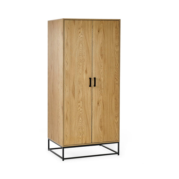 Wooden cabinet with metal legs on a white background