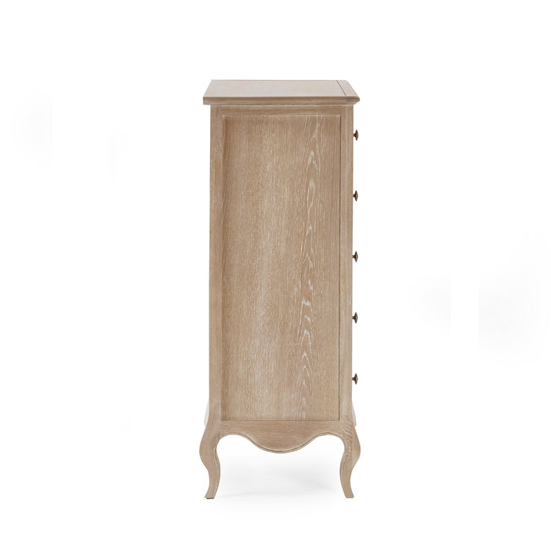 Wooden jewelry cabinet with a white background