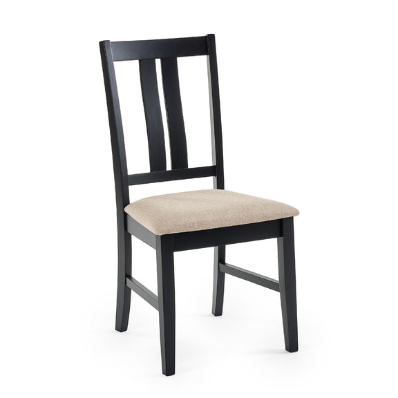 Black chair with beige seat on a white background