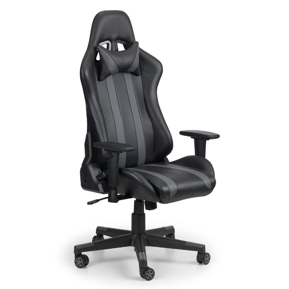 Black and gray office chair on a white background