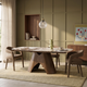 Kova 6-8 Seat Extendable Oval Dining Table Light Coffee Marble Effect Ceramic