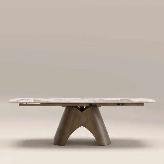 Kova 6-8 Seat Extendable Oval Dining Table Light Coffee Marble Effect Ceramic