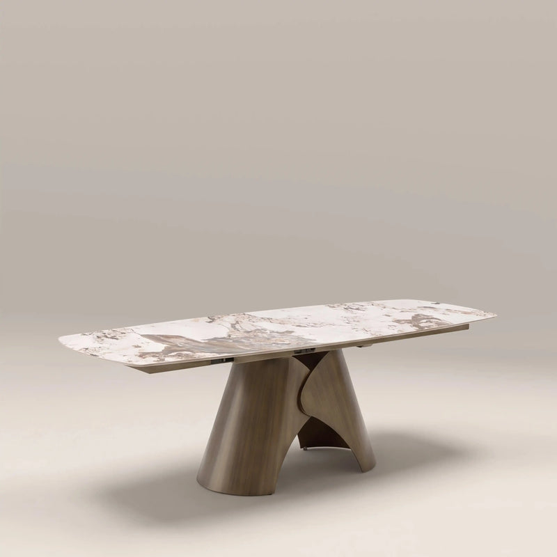 Kova 6-8 Seat Extendable Oval Dining Table Light Coffee Marble Effect Ceramic