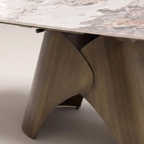 Kova 6-8 Seat Extendable Oval Dining Table Light Coffee Marble Effect Ceramic