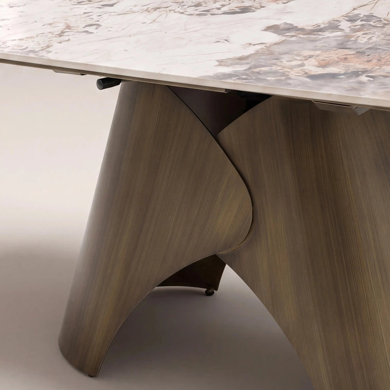 Kova 6-8 Seat Extendable Oval Dining Table Light Coffee Marble Effect Ceramic