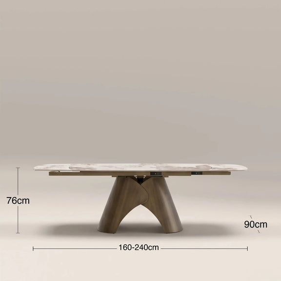 Kova 6-8 Seat Extendable Oval Dining Table Light Coffee Marble Effect Ceramic