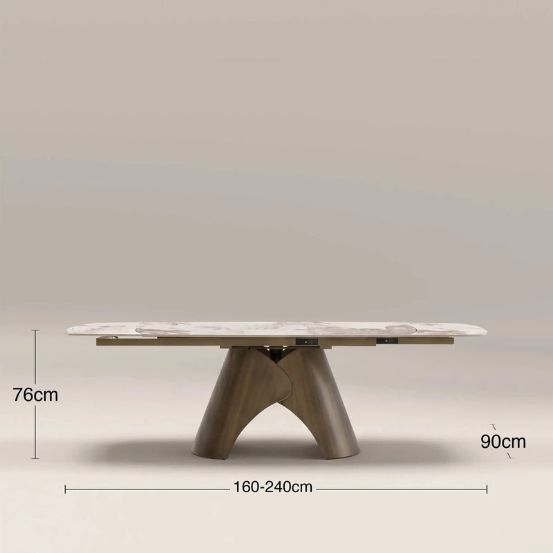 Kova 6-8 Seat Extendable Oval Dining Table Light Coffee Marble Effect Ceramic
