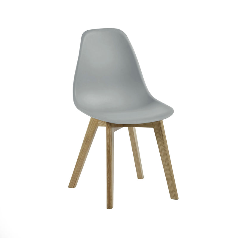 Gray chair with wooden legs on a white background