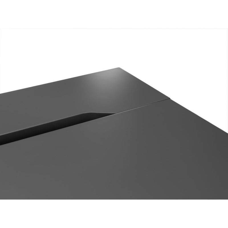 Dark gray metal surface with a subtle texture on a white background