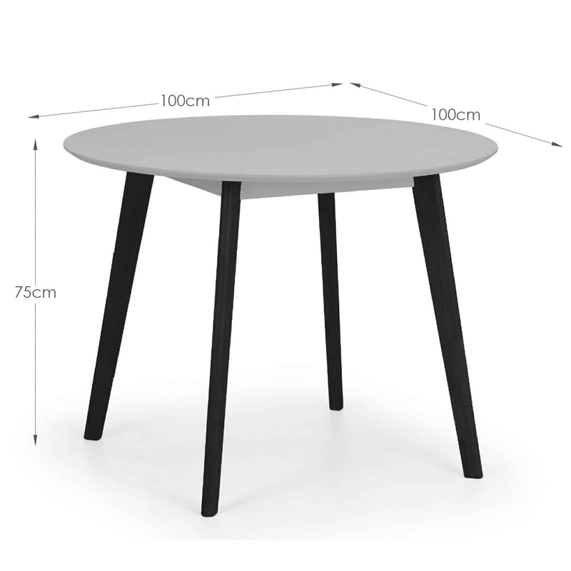 Round table with dimensions on a white background