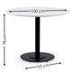 Round table with dimensions labeled on a white background