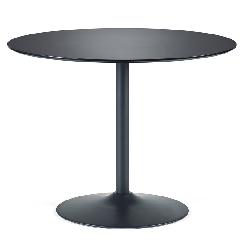Black round table on a white background