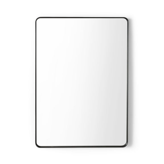 Rectangular mirror with a black frame on a white background