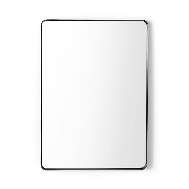 Rectangular mirror with a black frame on a white background