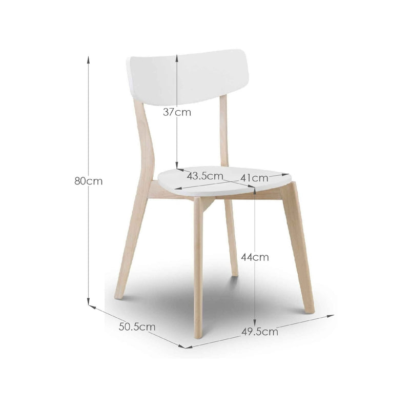 Chair with dimensions labeled on a white background