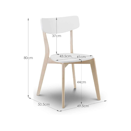 Chair with dimensions labeled on a white background
