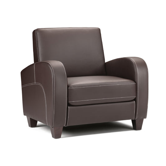 Brown leather armchair on a white background