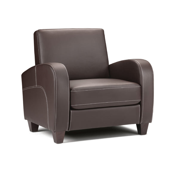 Brown leather armchair on a white background